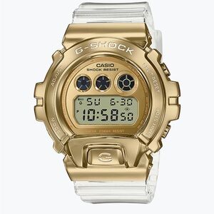 CASIO G-SHOCK Digital Gold Dial Men's Watch #GM-6900SG With Clear Band
